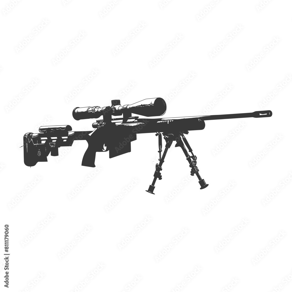 Silhouette Sniper rifle gun military weapon black color only Silhouette Sniper rifle gun military weapon black color only