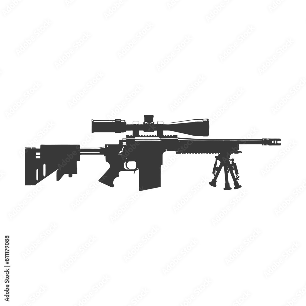 Silhouette Sniper rifle gun military weapon black color only