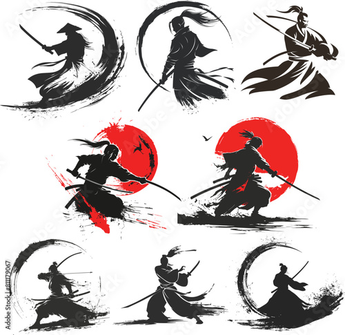Samurai Shadow siluate Vector silhouette, graphic