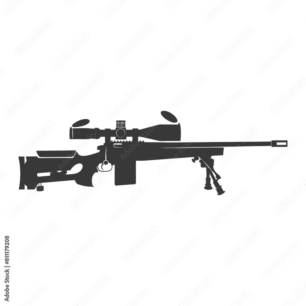 Naklejka premium Silhouette Sniper rifle gun military weapon black color only