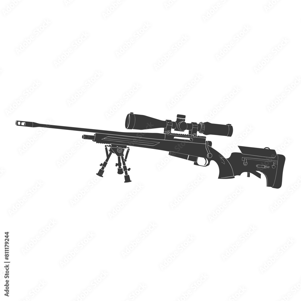 Silhouette Sniper rifle gun military weapon black color only Silhouette Sniper rifle gun military weapon black color only