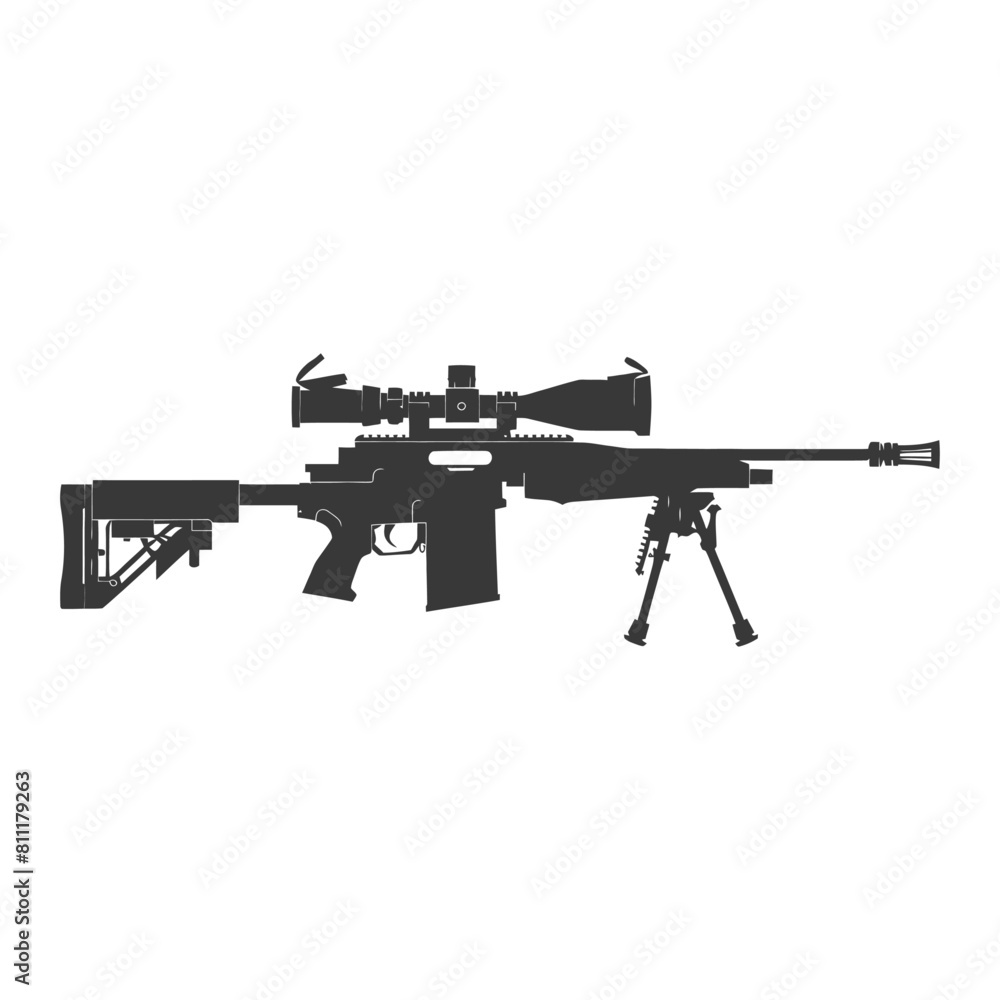 Silhouette Sniper rifle gun military weapon black color only