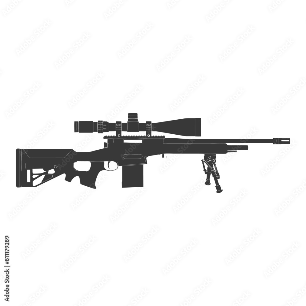 Silhouette Sniper rifle gun military weapon black color only Silhouette Sniper rifle gun military weapon black color only