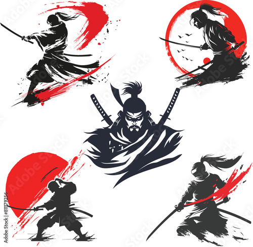 Samurai Shadow siluate Vector silhouette, graphic