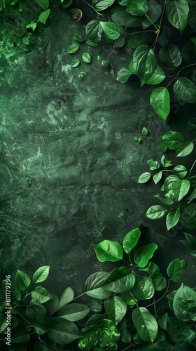 Verdant Impressions: Dark Green Abstract Oil Painting Background