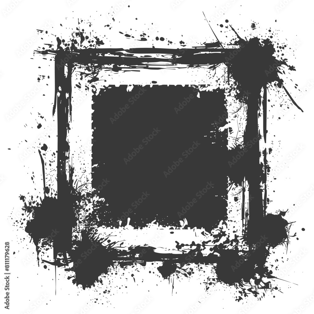 Silhouette Stencil frame dirty texture hearth border black color only Silhouette Stencil frame dirty texture hearth border black color only