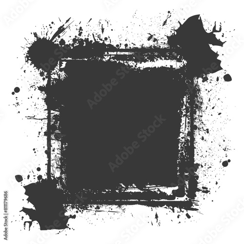 Silhouette Stencil frame dirty texture hearth border black color only