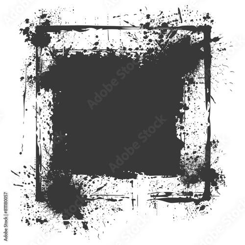 Silhouette Stencil frame dirty texture hearth border black color only