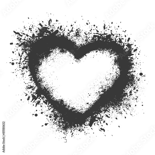 Silhouette Stencil frame dirty texture hearth border black color only
