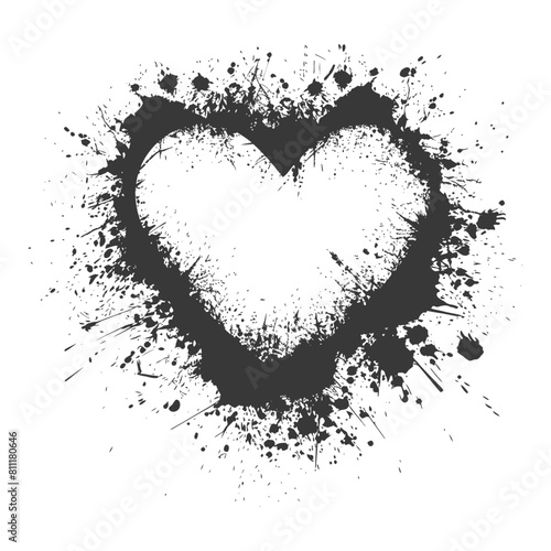 Silhouette Stencil frame dirty texture hearth border black color only