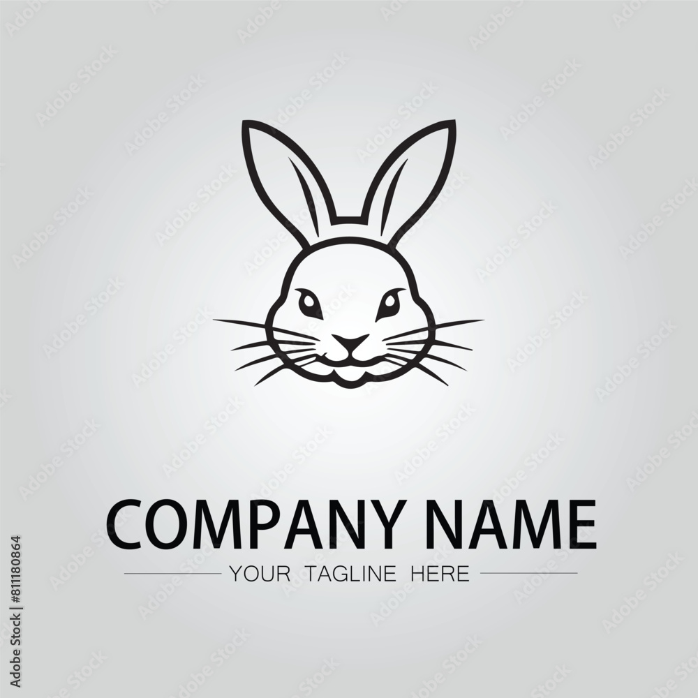 Rabbit silhouette company logo vector image on the white background Rabbit silhouette company logo vector image on the white background