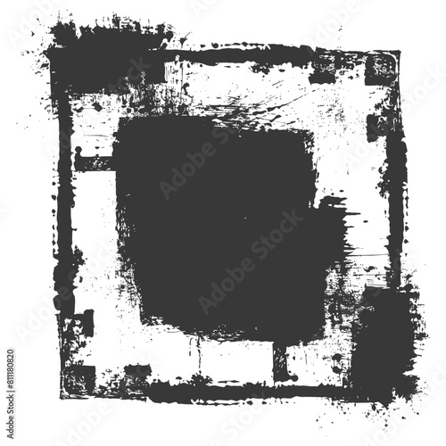Silhouette Stencil frame dirty texture rectangle border black color only