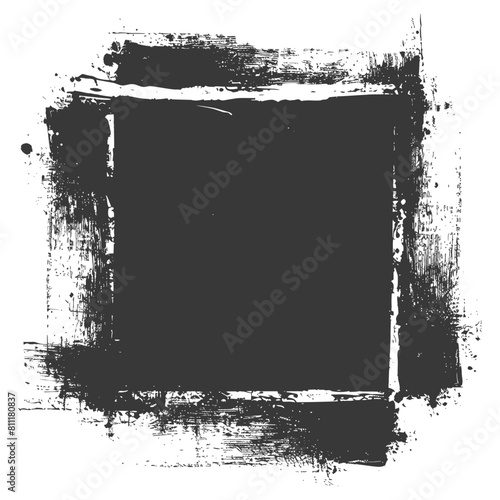 Silhouette Stencil frame dirty texture rectangle border black color only