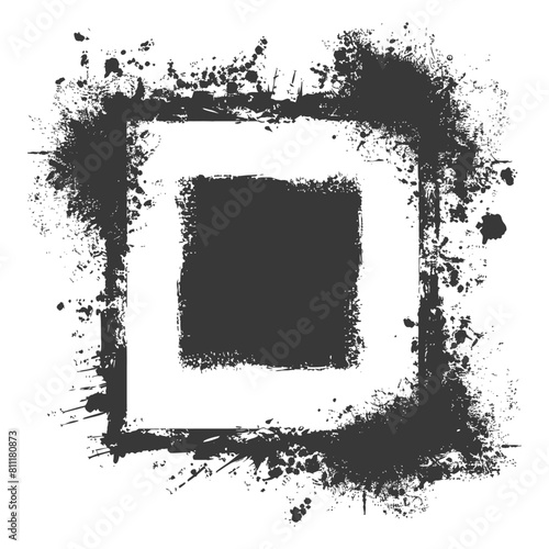 Silhouette Stencil frame dirty texture rectangle border black color only