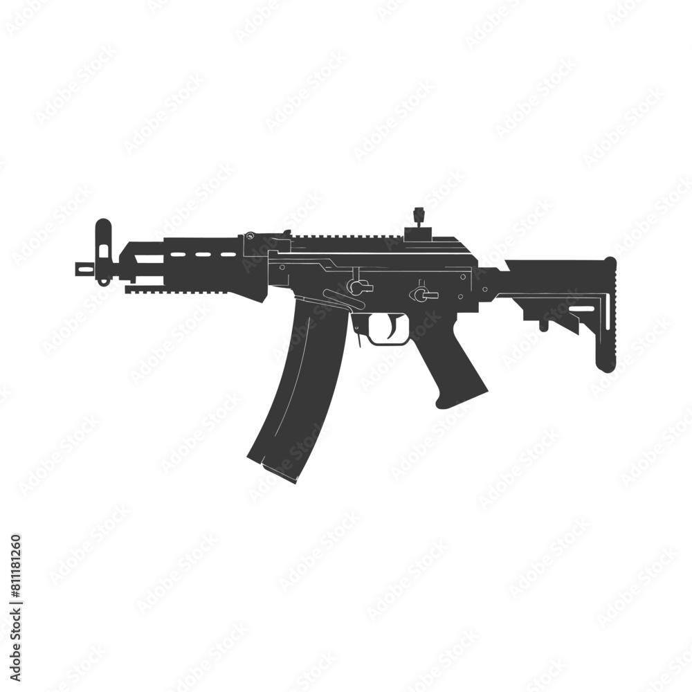 Silhouette Submachine gun military weapon black color only