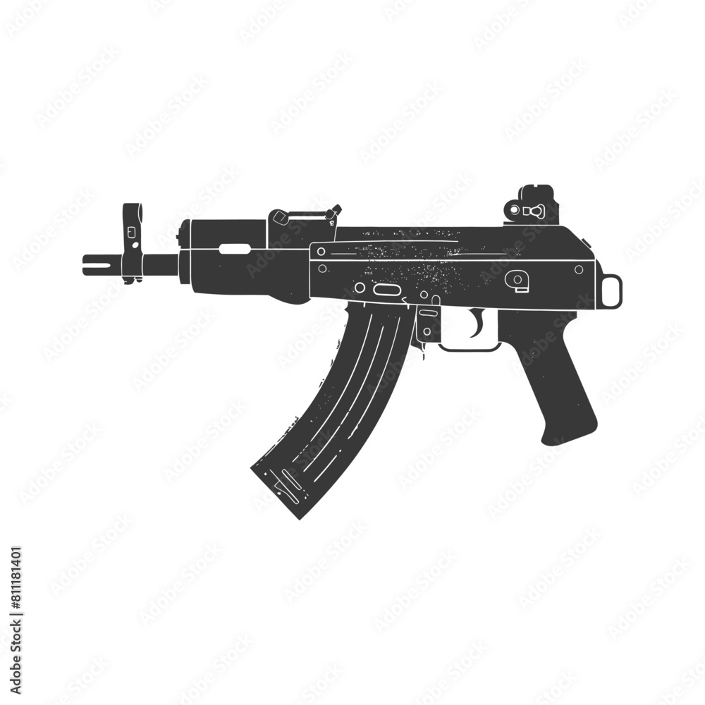 Silhouette Submachine gun military weapon black color only Silhouette Submachine gun military weapon black color only