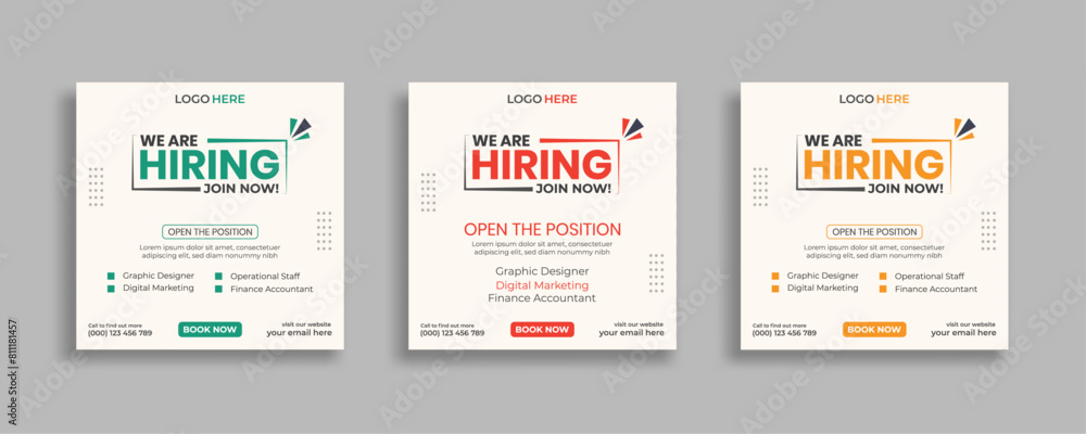 We are hiring job vacancy social media post or square web banner template vector design We are hiring job vacancy social media post or square web banner template vector design