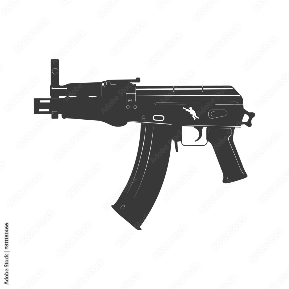 Silhouette Submachine gun military weapon black color only