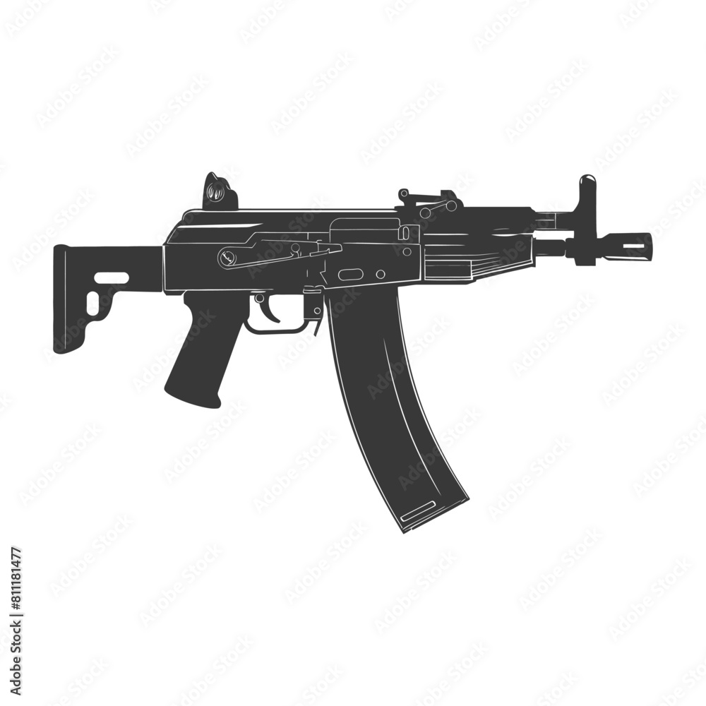 Silhouette Submachine gun military weapon black color only Silhouette Submachine gun military weapon black color only
