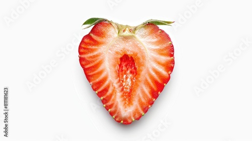 Isolated Half of a Strawberry on a White Background with Clipping Path