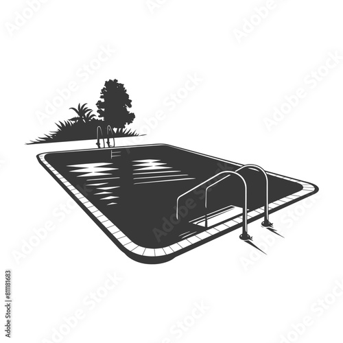 Silhouette swimming pool black color only