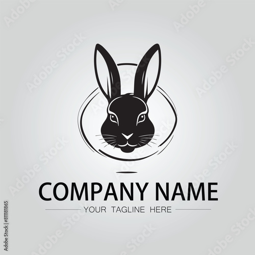 Rabbit silhouette company logo vector image on the white background