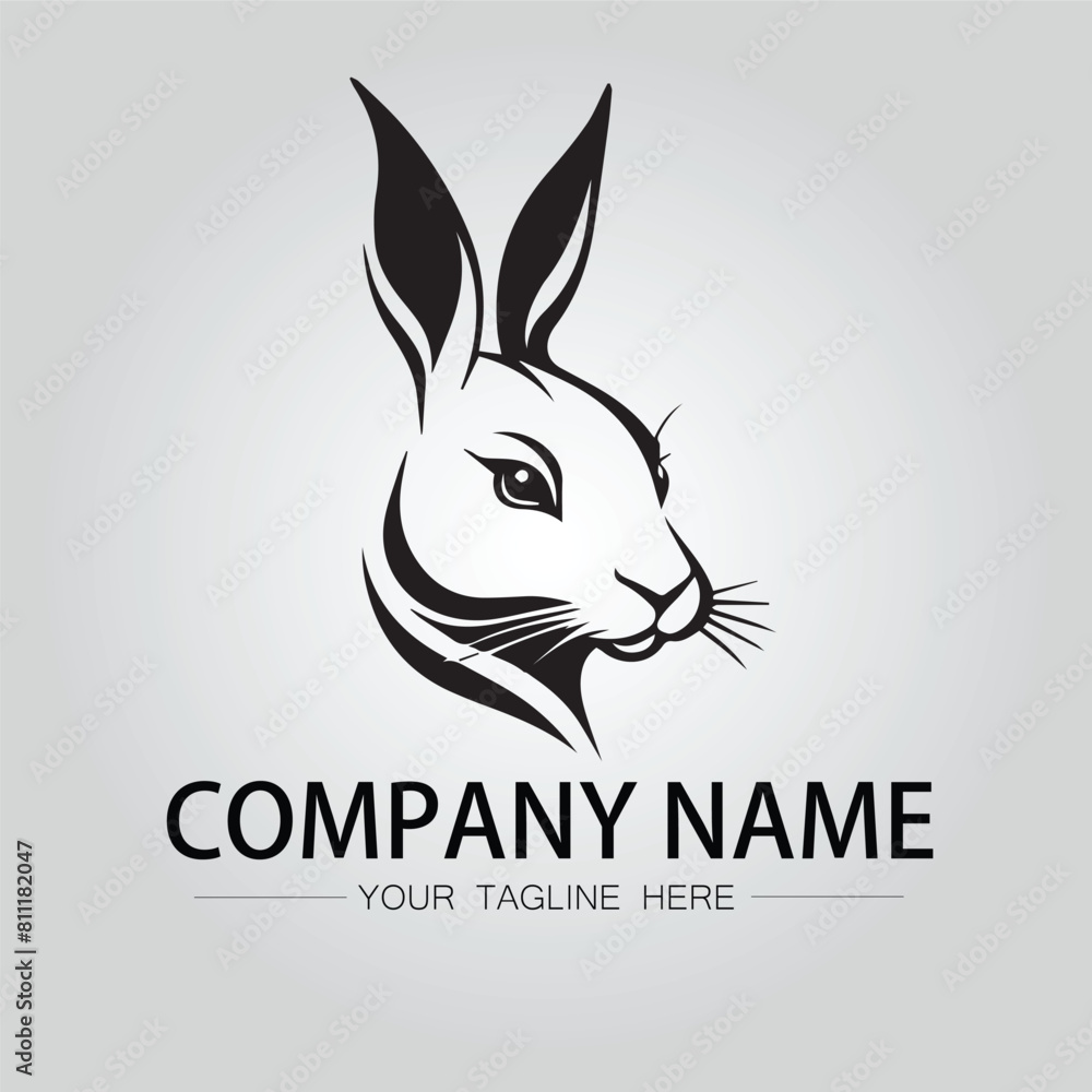 Rabbit silhouette company logo vector image on the white background Rabbit silhouette company logo vector image on the white background