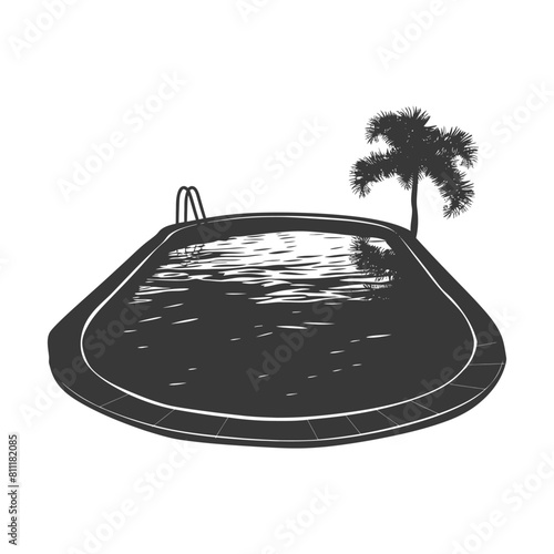 Silhouette swimming pool black color only