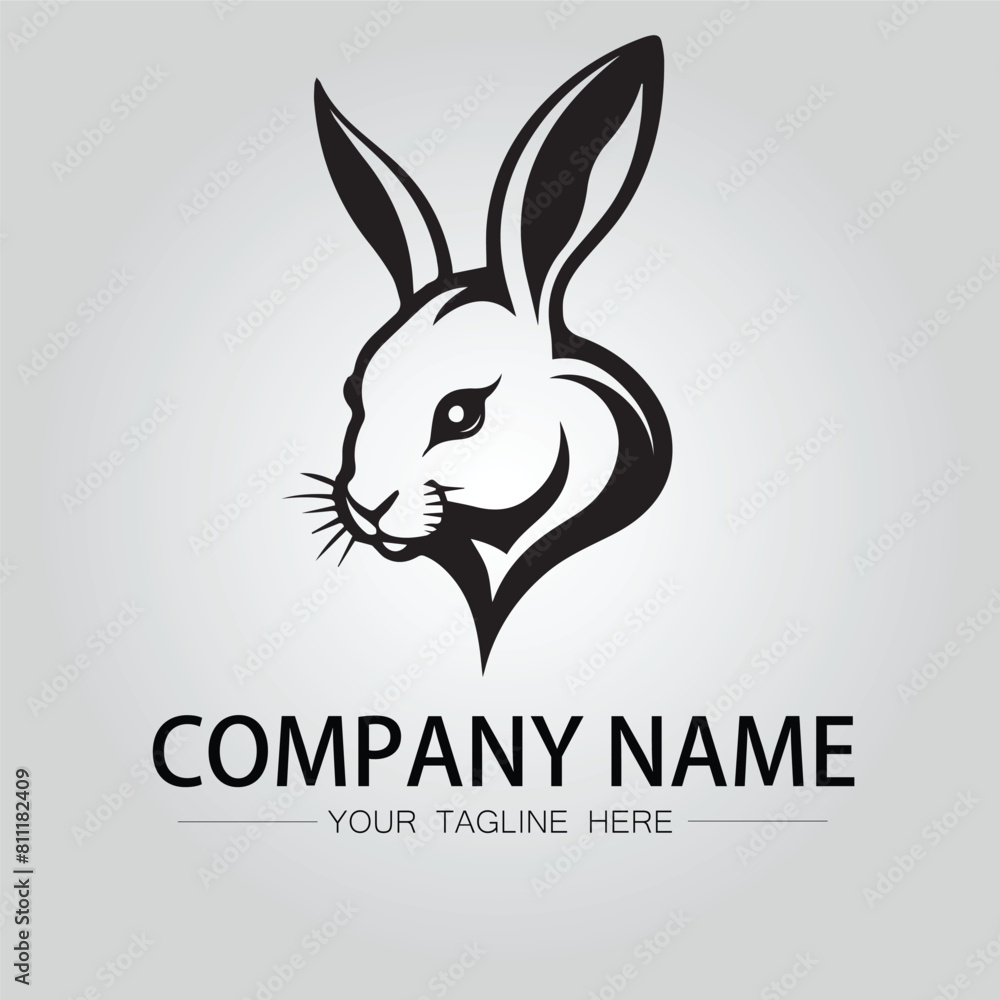 Rabbit silhouette company logo vector image on the white background