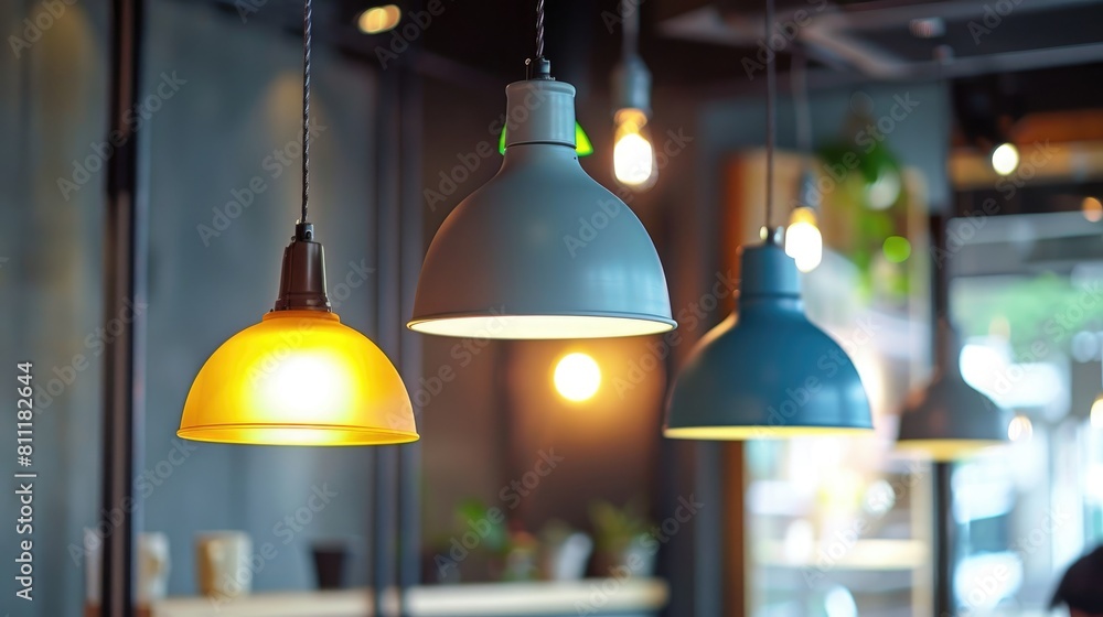 Obraz premium Simple chandelier with appealing colors in a cafe