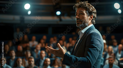 Professional Motivational Speaker Engaging Employees in Career Growth and Ambition at Corporate Event   Authentic and Inspiring Photo Realistic Concept on Adobe Stock