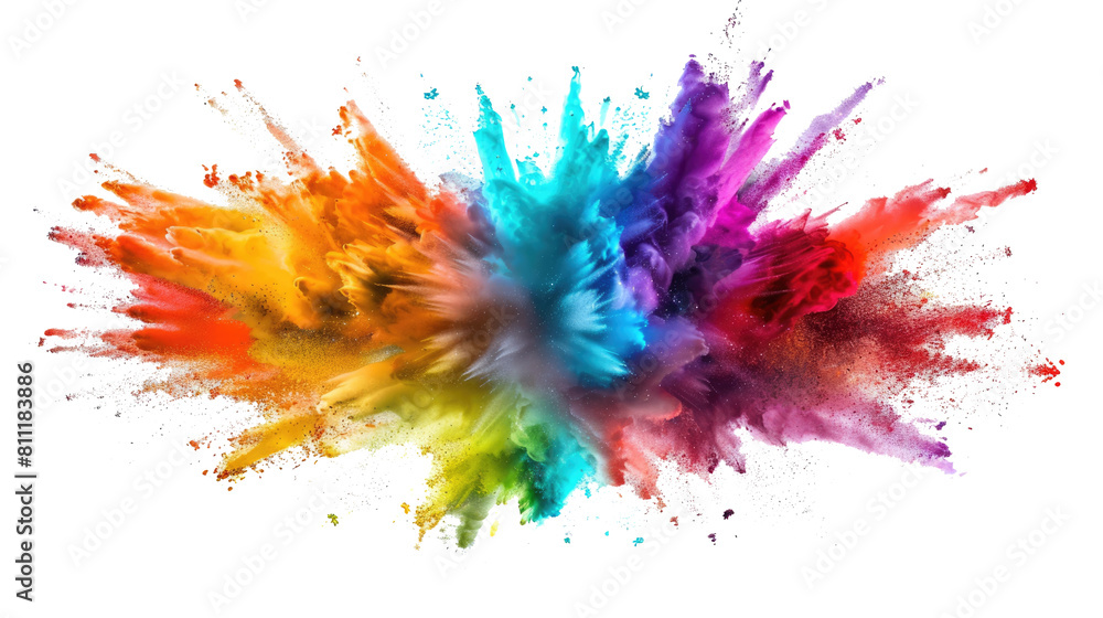 Explosion of colored powder, isolated on transparent background Explosion of colored powder, isolated on transparent background