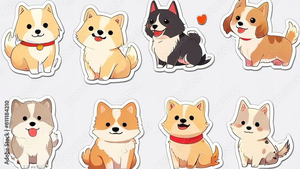 variety of stickers of cute animals, kittens, dogs, birds, etc.