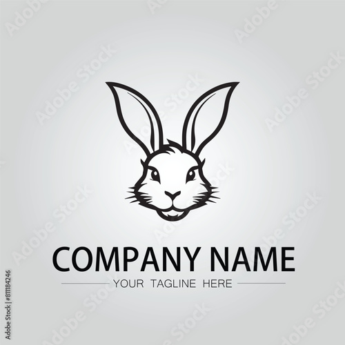 Rabbit silhouette company logo vector image on the white background