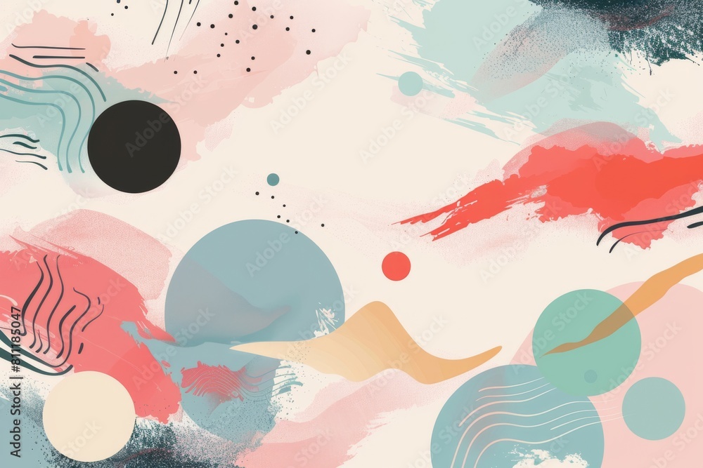 Abstract japanese art with soft color palette