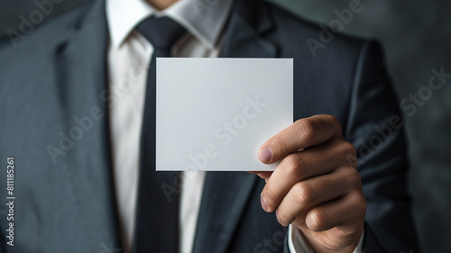 Close up of a hand holding a business card mockup.