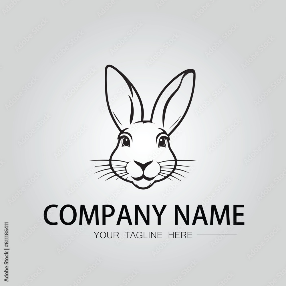 Rabbit silhouette company logo vector image on the white background Rabbit silhouette company logo vector image on the white background