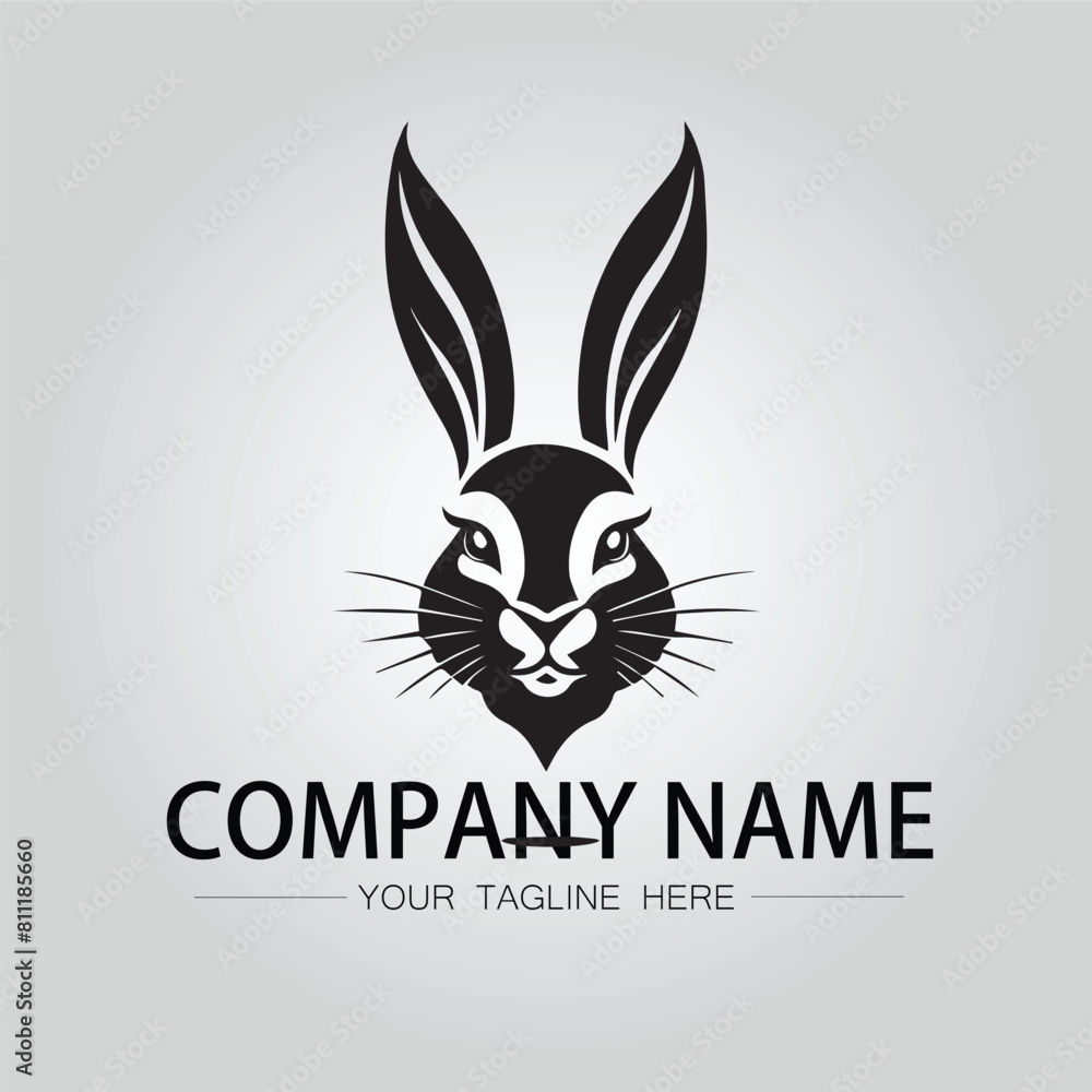 Rabbit silhouette company logo vector image on the white background Rabbit silhouette company logo vector image on the white background