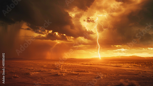 Lightning strike over desert © sema_srinouljan