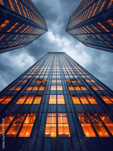 Wallpaper Mural Surreal Architectural Vision: A Multi-Level Blueprint in Neon Blue and Pink Hues Torontodigital.ca