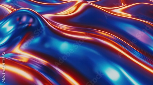 Smooth waves of deep blue and bright orange merge in a liquid-like texture, great for artistic backgrounds.