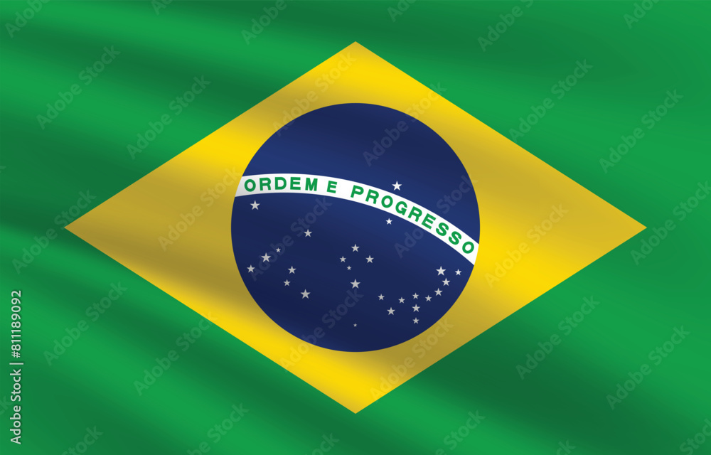 Fototapeta premium National flag of Brazil. Brazil Flag. Waving Brazil flag.