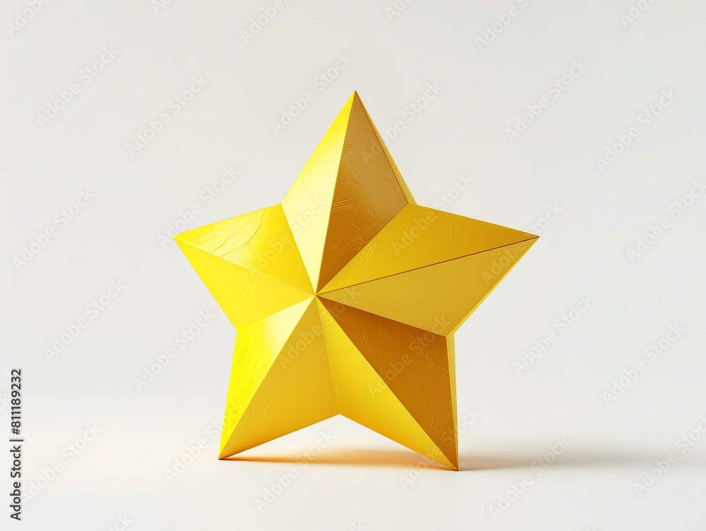 A yellow star is sitting on a white surface. A yellow star is sitting on a white surface.