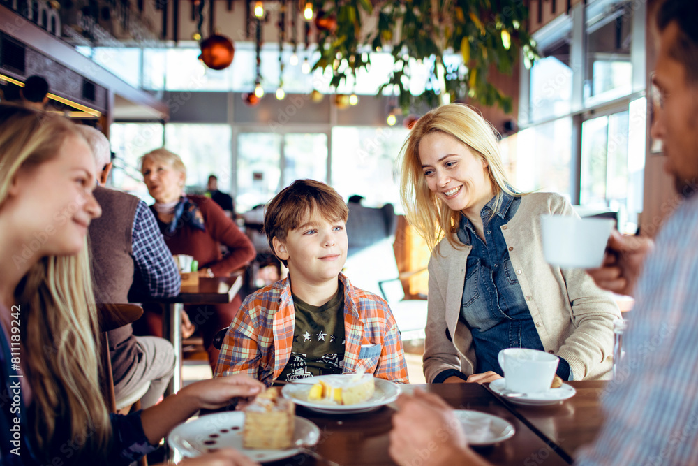Family enjoying time together at a cafe Family enjoying time together at a cafe