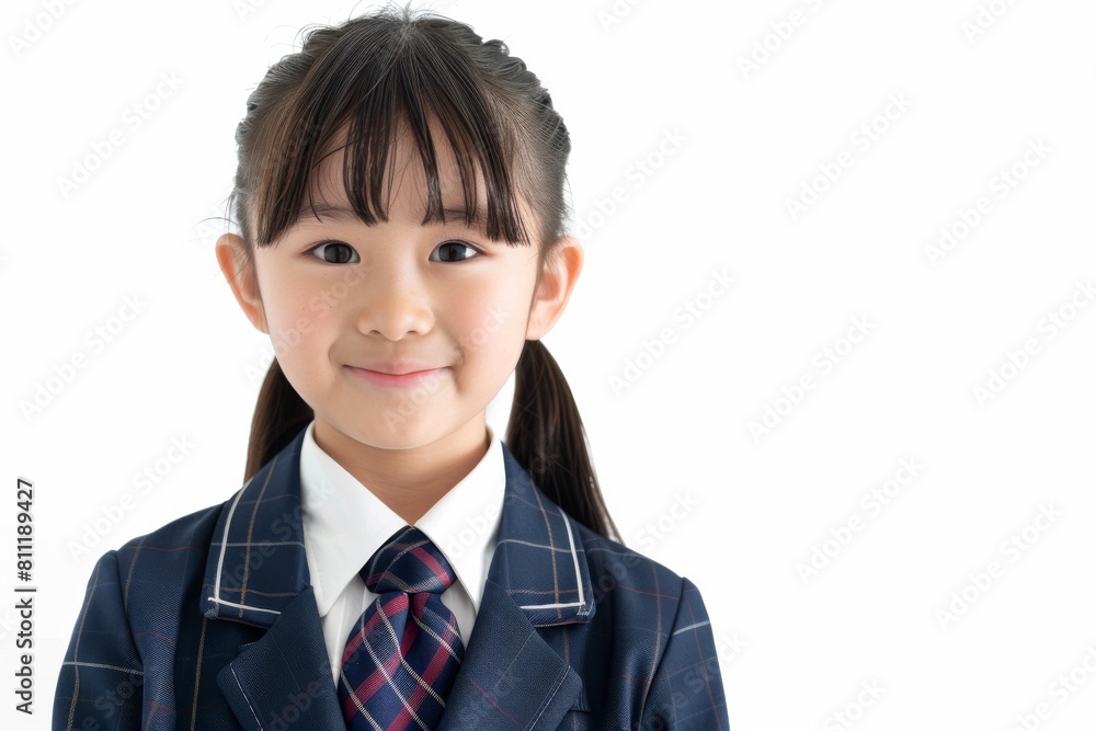 制服を着た笑顔の日本人の小学生の女の子(入学・卒業・受験・勉強・塾・学習塾) 制服を着た笑顔の日本人の小学生の女の子(入学・卒業・受験・勉強・塾・学習塾)