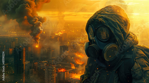 Nuclear war. Post-apocalyptic scene.