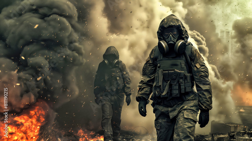 Nuclear war. Post-apocalyptic scene.