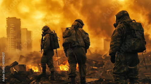 Nuclear war. Post-apocalyptic scene.