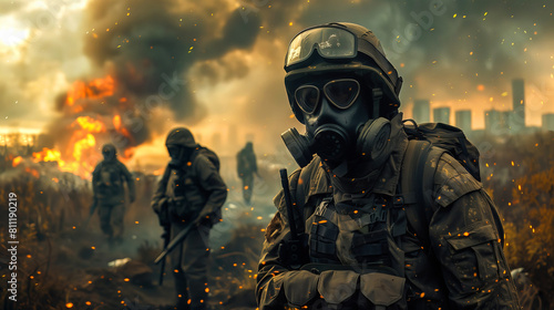 Nuclear war. Post-apocalyptic scene.