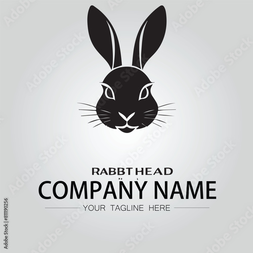 Rabbit silhouette company logo vector image on the white background